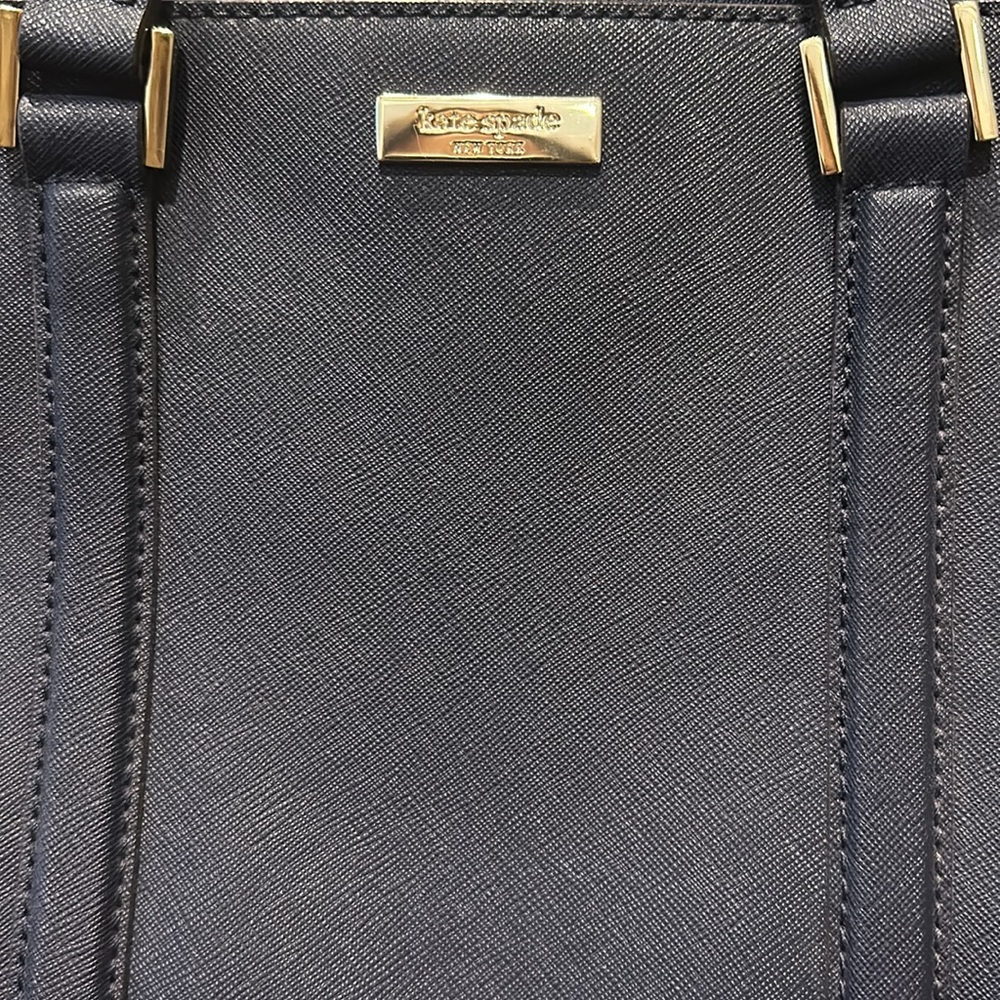 Excellent condition Kate Spade crossbody carryall navy blue purse or Tote - Picture 7 of 11